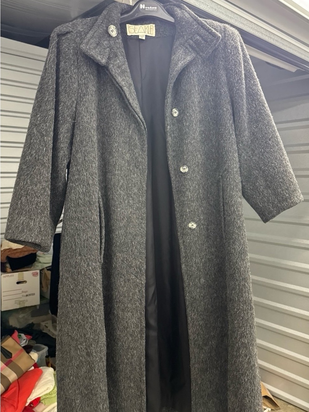 Searle Charcoal Gray Long Wool-Blend Trench Coat